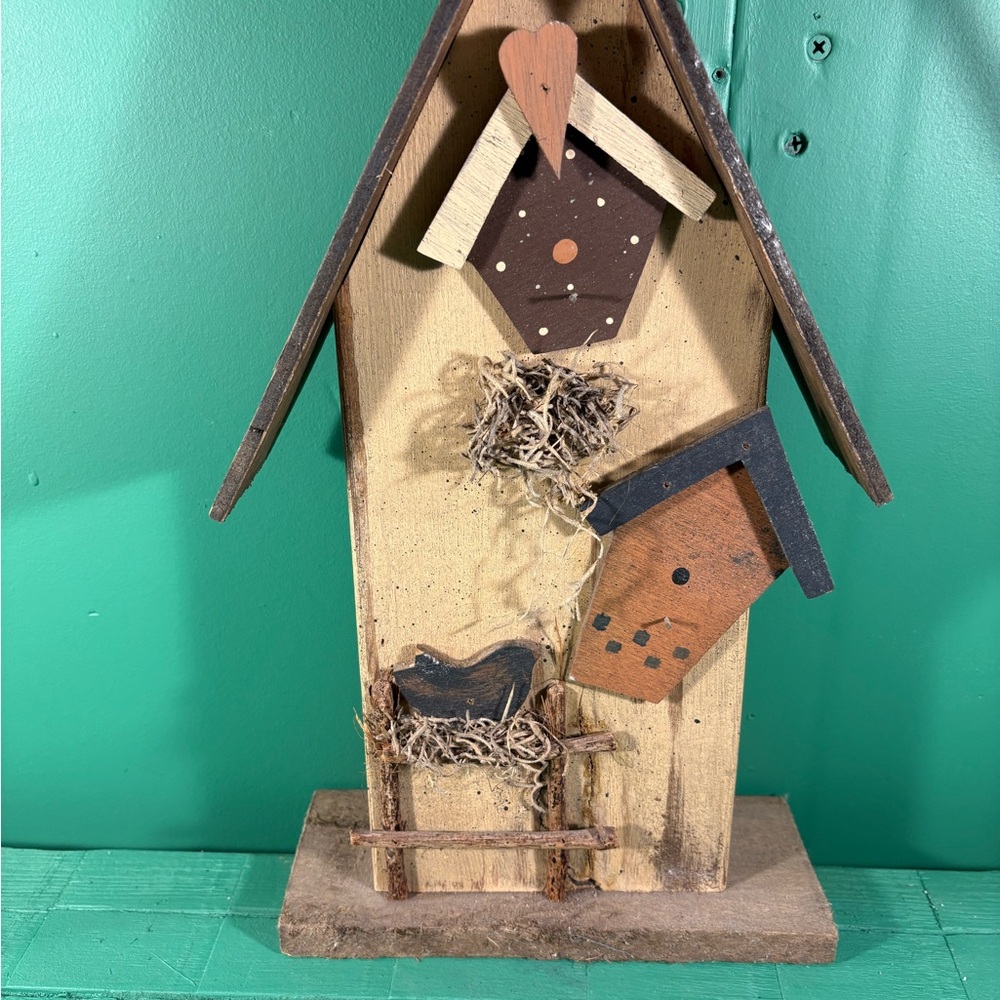Brown and Cream Rustic Birdhouse Accent Decor